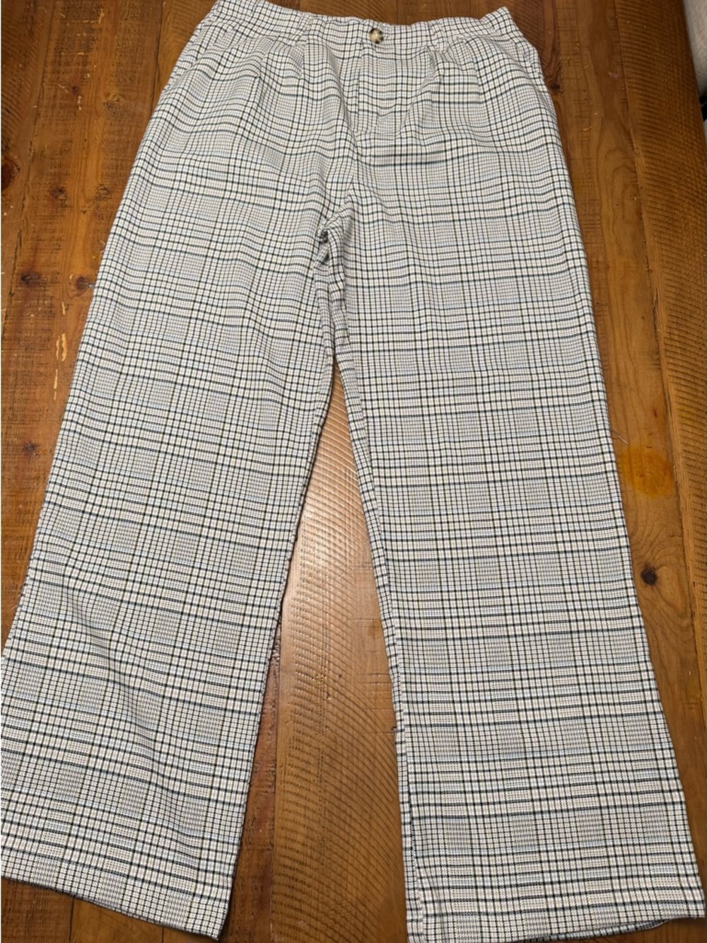 SO Wide-Leg Checked Pants in Black & White